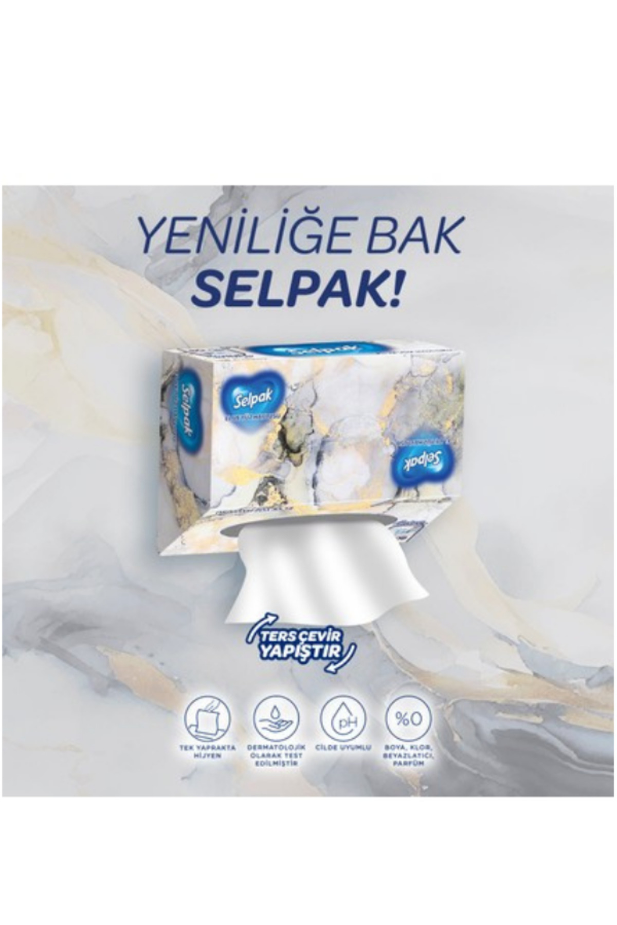 Selpak El ve Yüz Havlusu Kutulu Mermer Desen 80 Yaprak-