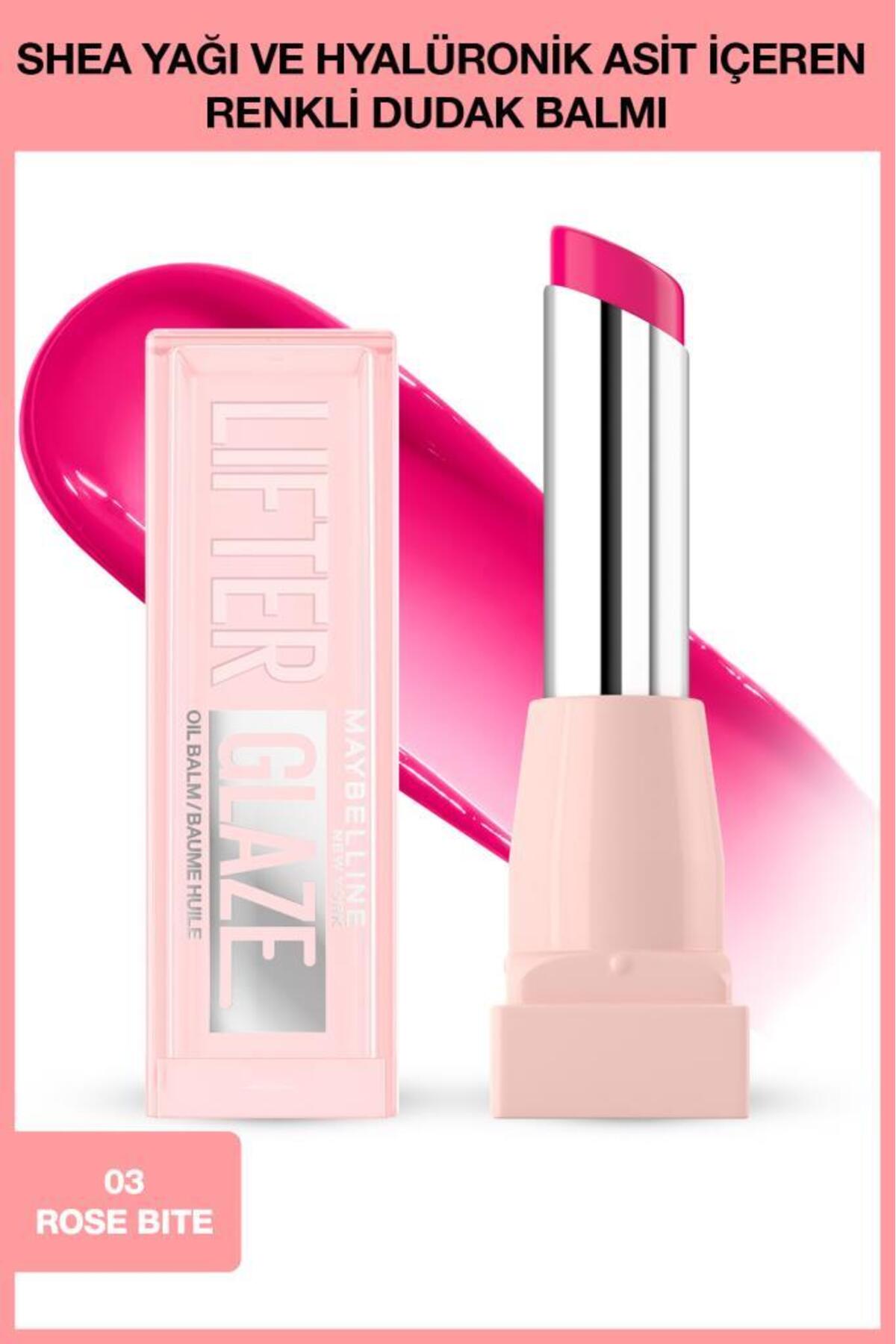 Maybelline New York Lifter Glaze Shea Yağı ve Hyalüronik Asit içeren Renkli Dudak Balmı - 03 Rose Bite-