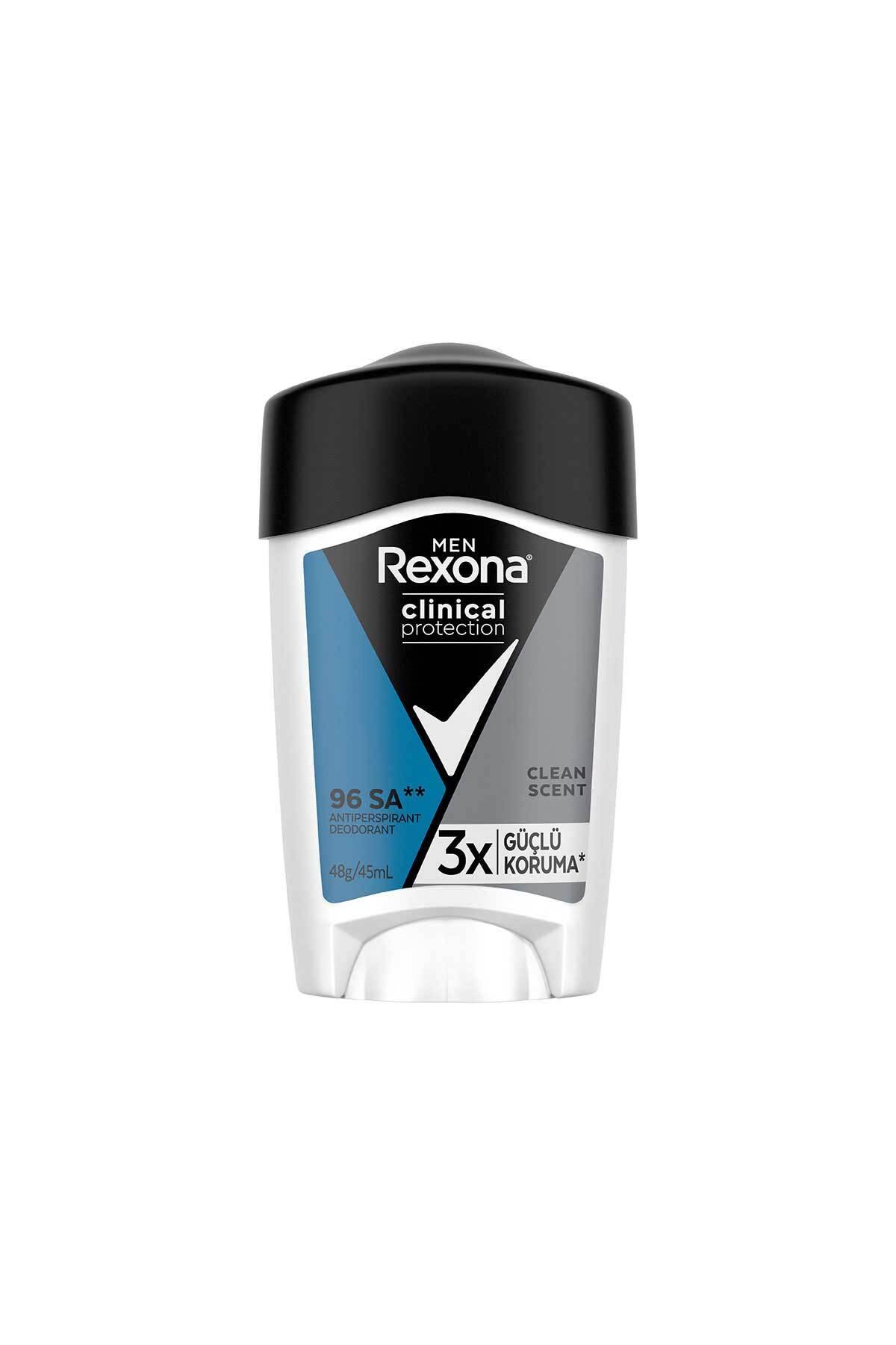 Rexona Men Clinical Protection Erkek Stick Deodorant Clean Scent 3x Güçlü Koruma 45 ml-