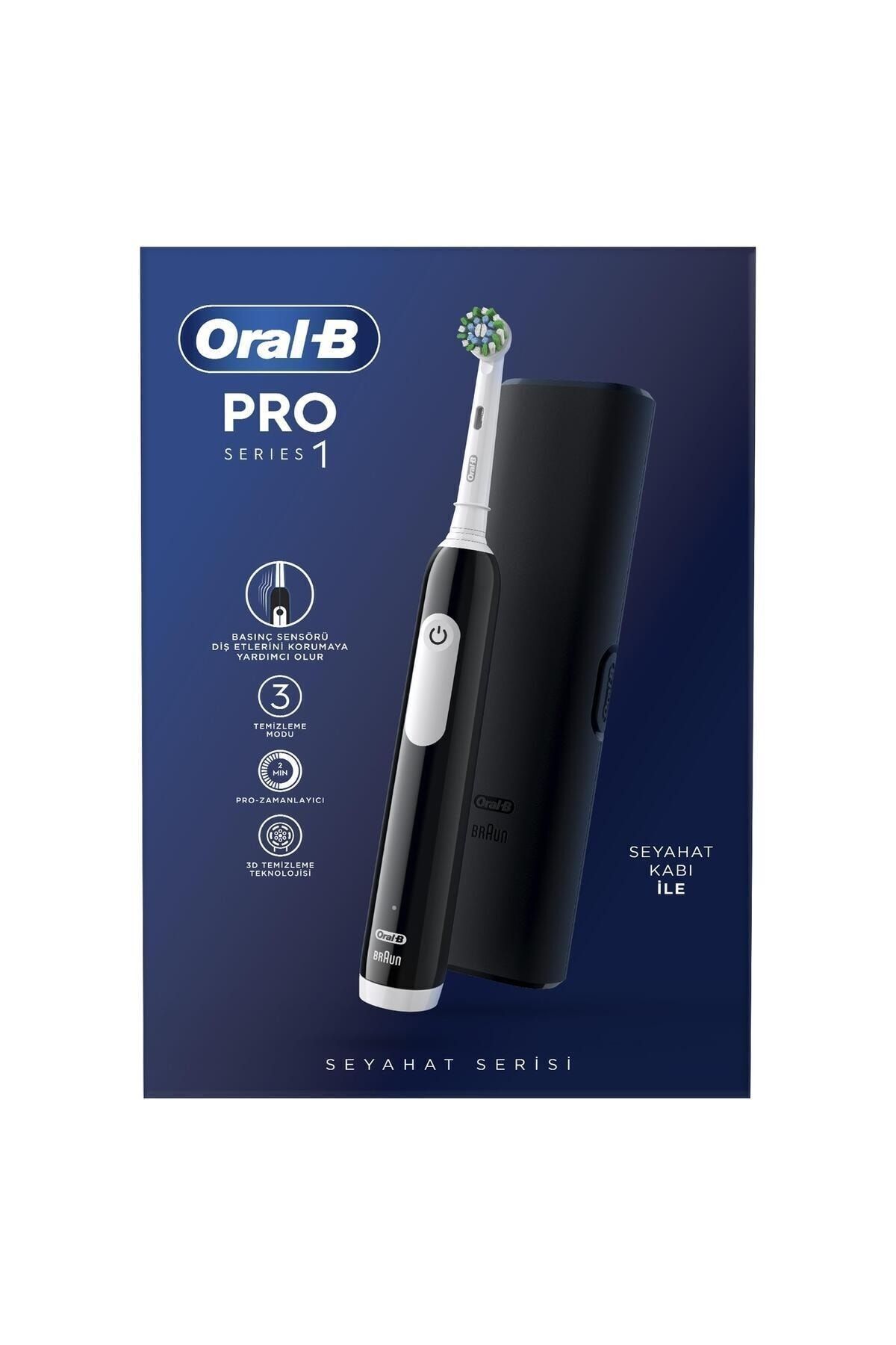 Oral-B Pro Series 1 Şarjlı Diş Fırçası Siyah + Seyahat Kabı-