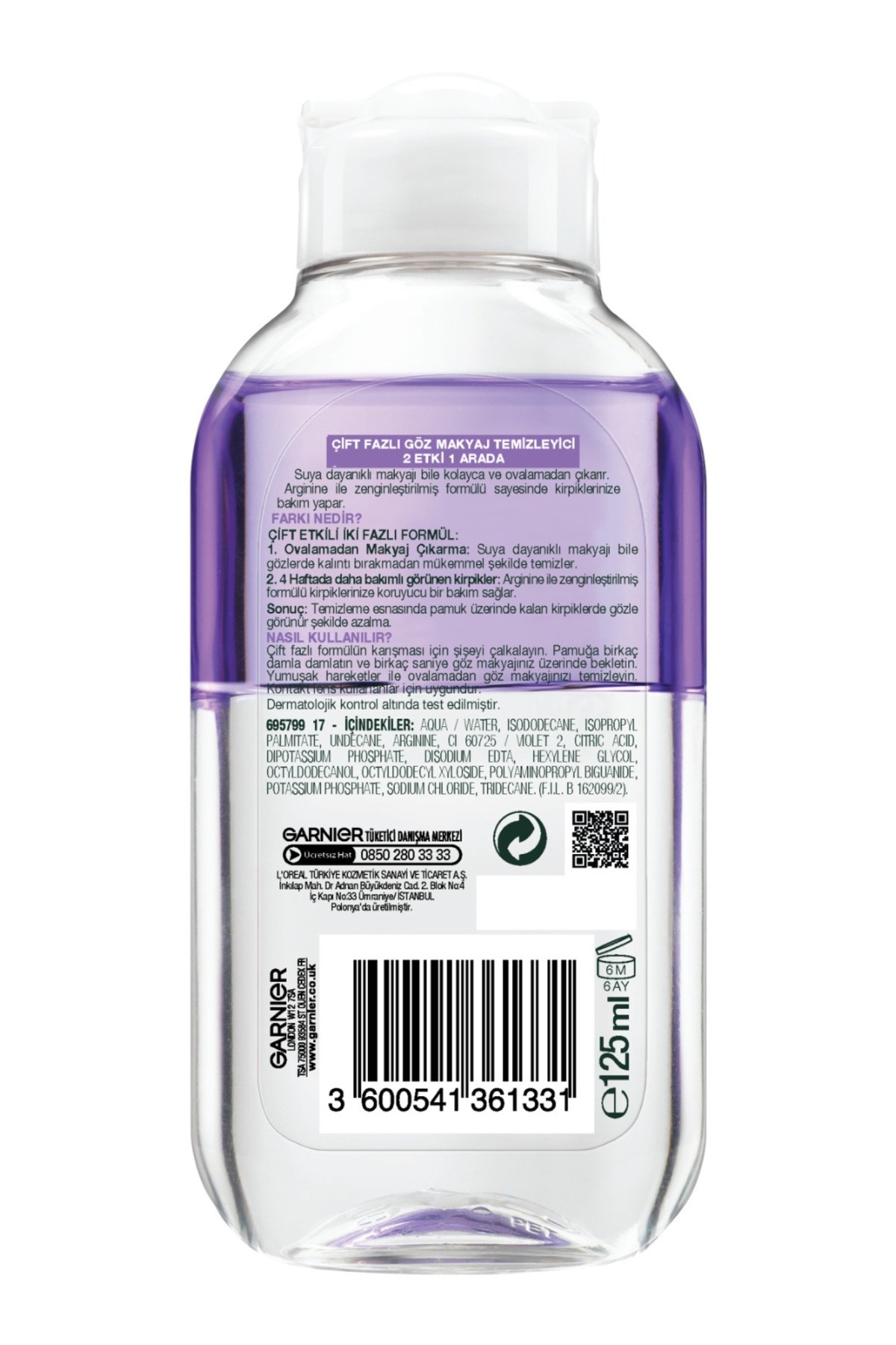 Garnier Çift Fazlı Göz Makyaj Temizleyicisi 2 Etki 1 Arada 125ML-