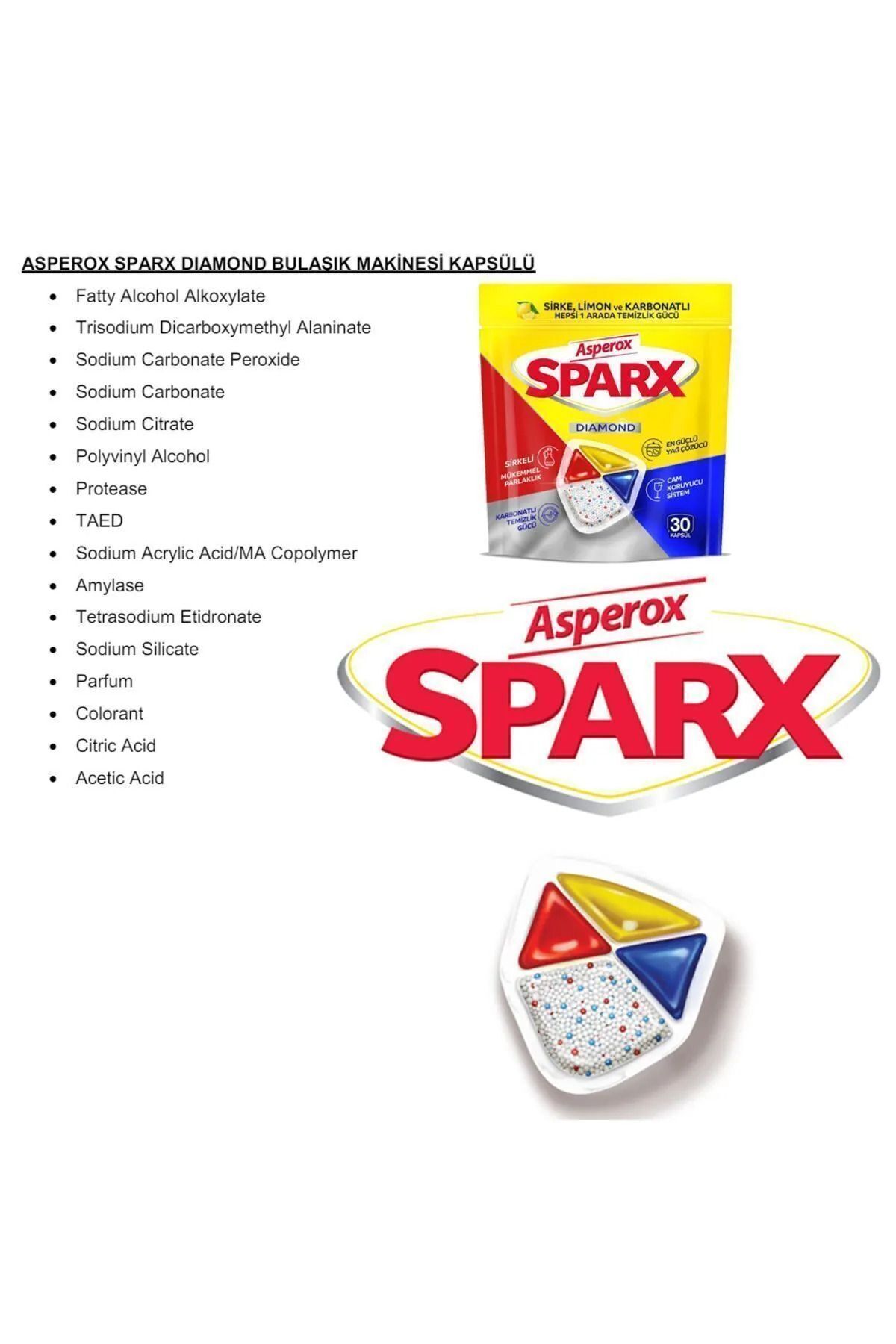 ASPEROX Sparx Diamond Bulaşık Makinesi Tableti 60'lı-
