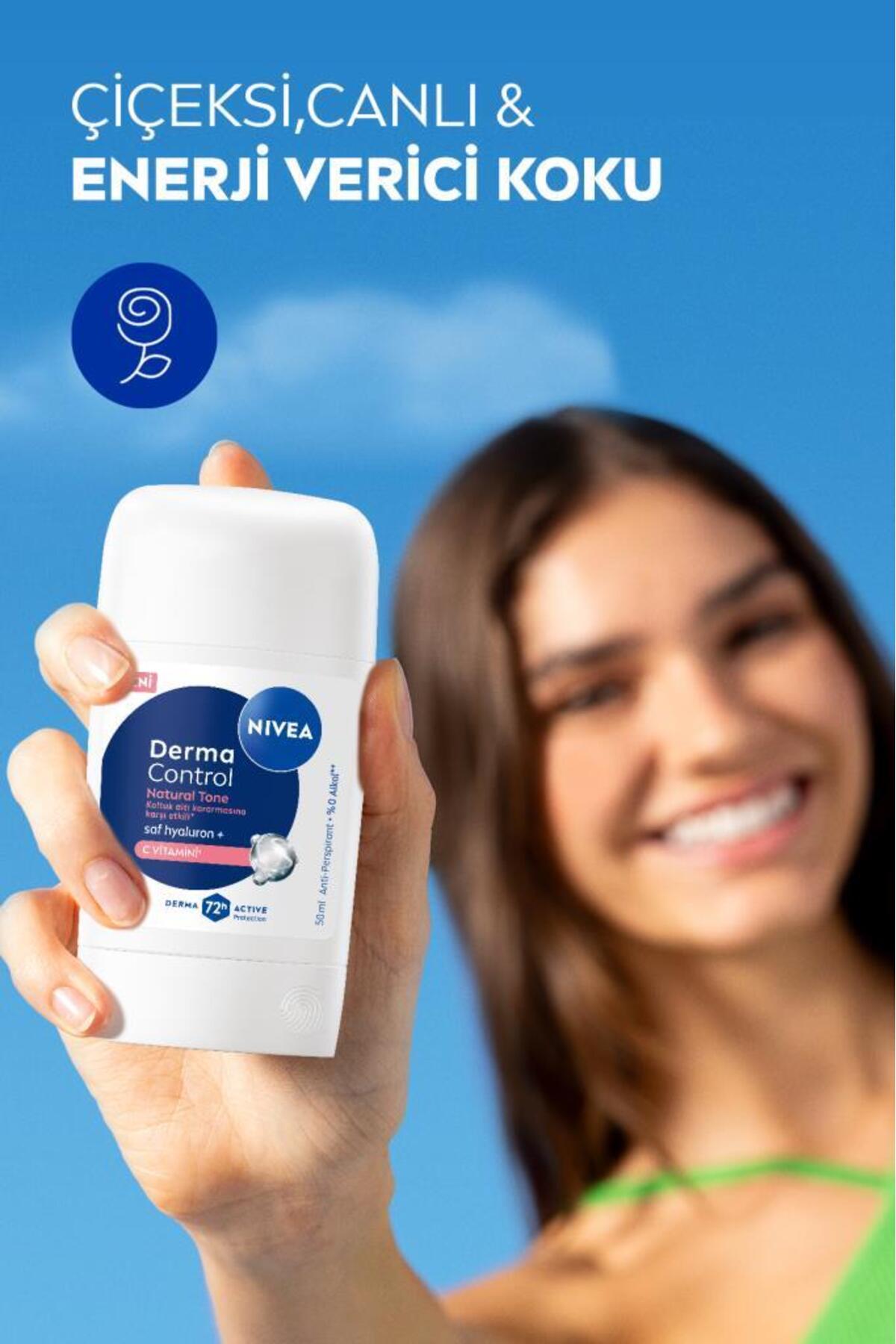 NIVEA Kadın Stick Deodorant Derma Control Natural Tone 50ml, Koltuk Altı Kararmasına Karşı, C Vitamini-
