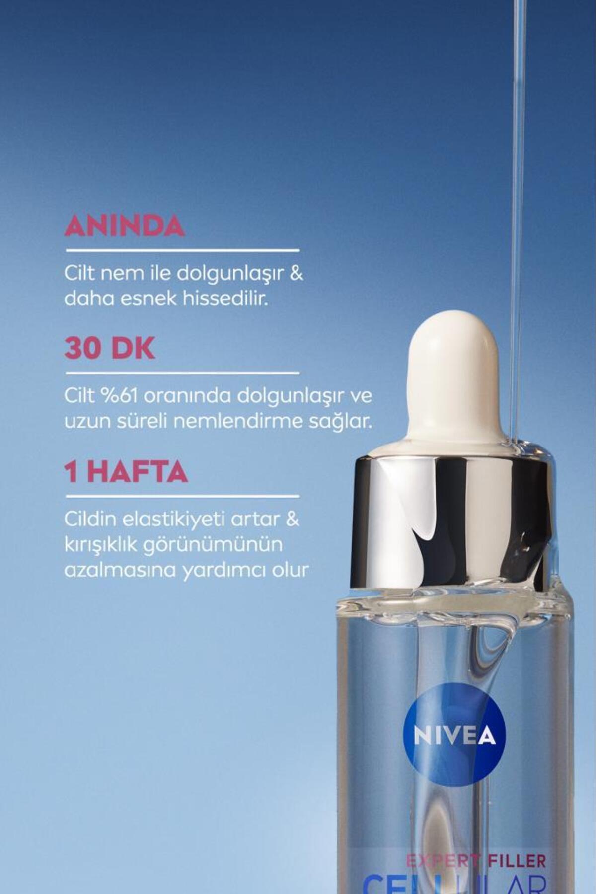 NIVEA Cellular Expert Filler Dolgunlaştırıcı Serum 30ml, Hyaluronik Asit, Nemlendirici, Kırışıklık Karşıtı-