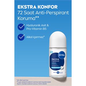 NIVEA Kadın Roll on Deodorant Derma Control Defend 50 ml,72 Saat Koruma,Alkolsüz,Hyaluron,Pro Vitamin-
