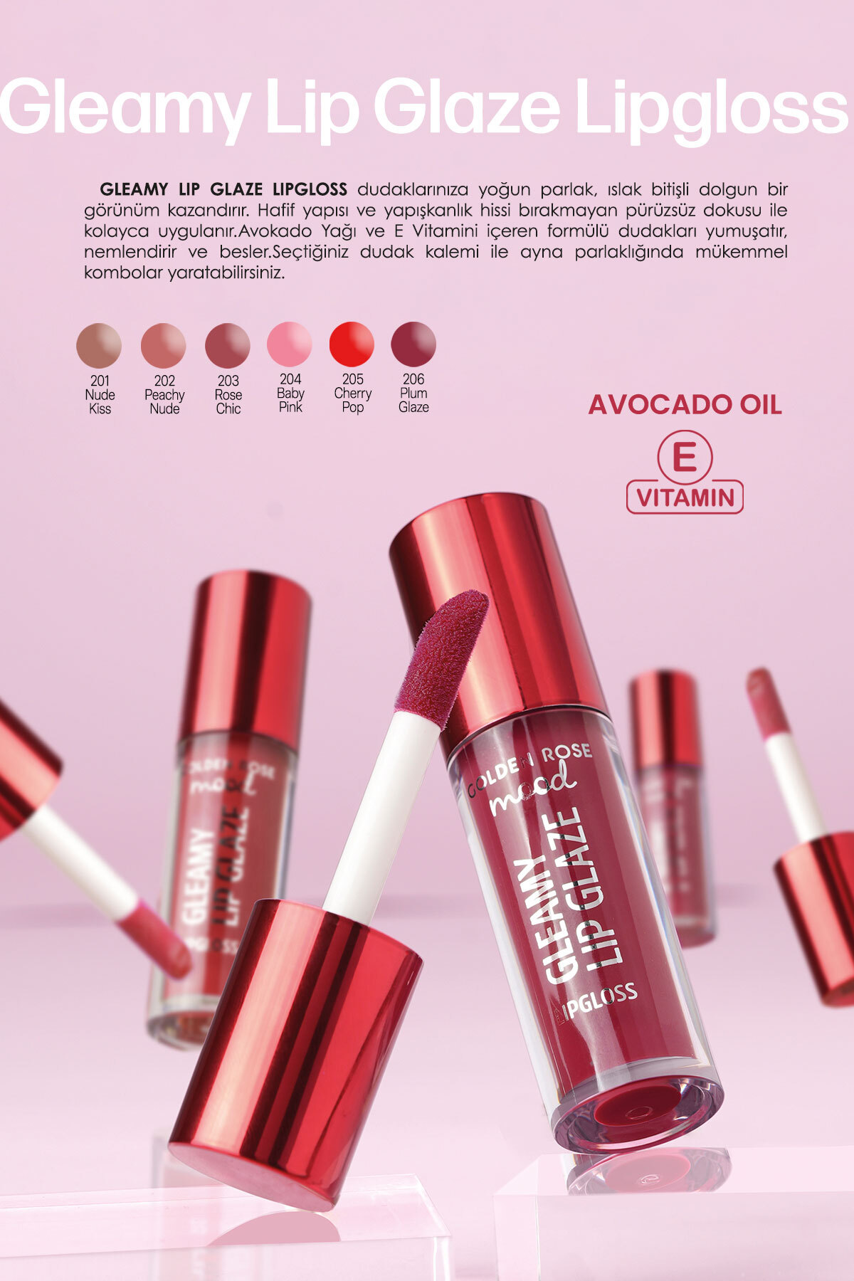Golden Rose Mood Gleamy Lip Glaze Dudak Parlatıcısı No:203 Rose Chic-