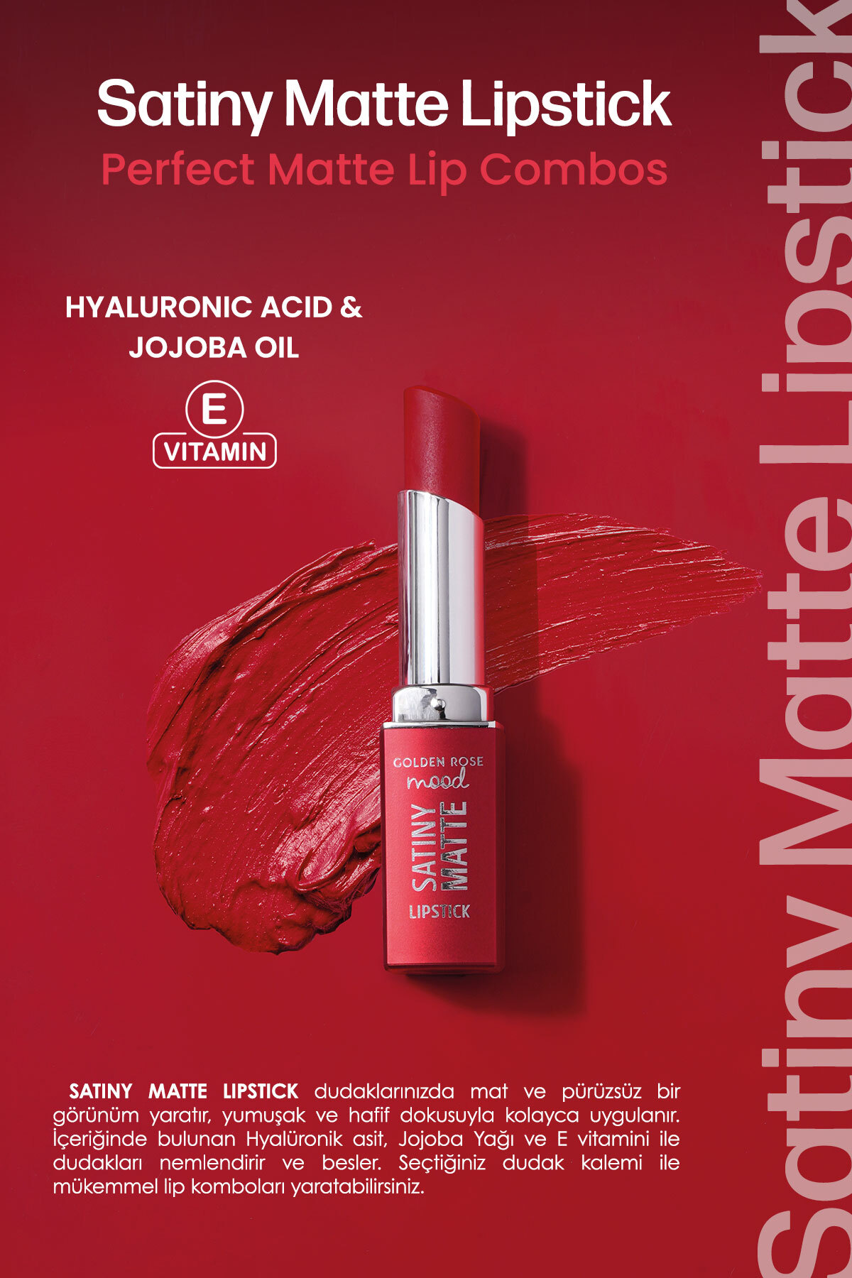 Golden Rose Mood Satiny Mat Ruj No:07 Berry Rouge-