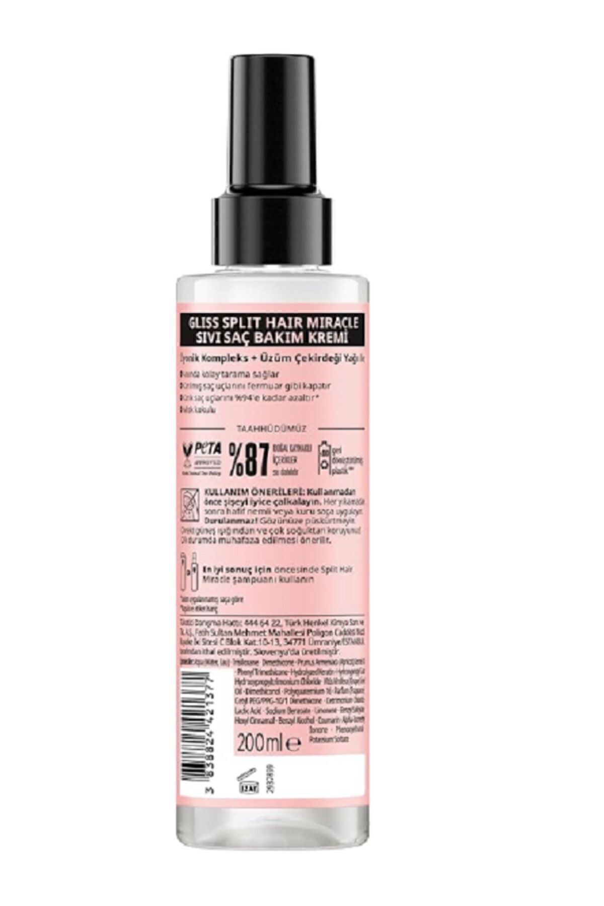 Gliss Split Hair Miracle Kırık Uçları Mühürleyen Sıvı Saç Bakım Kremi 200 ml-