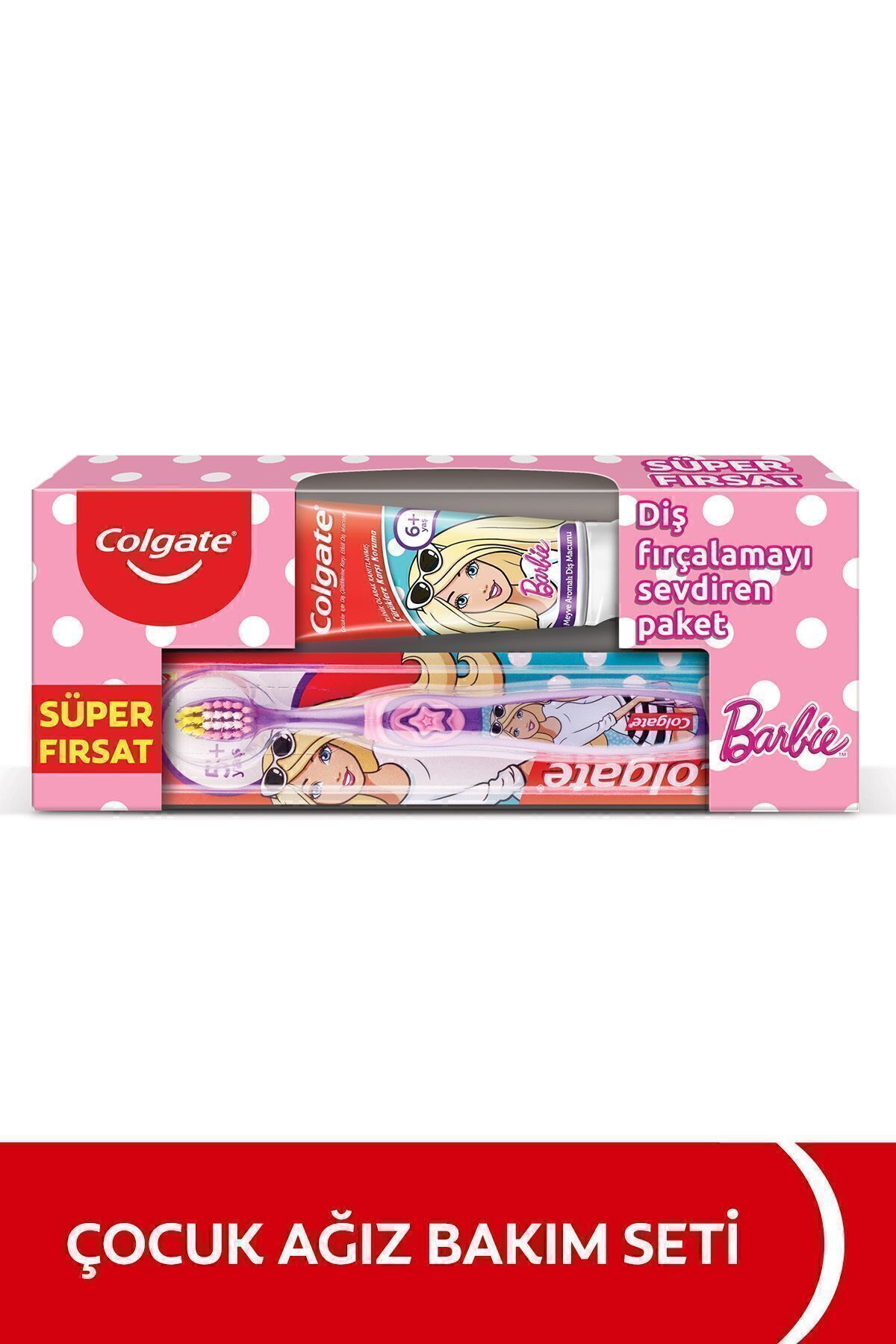 Colgate Barbie Çürüklere Karşı Etkili Hafif Nane Aromalı Çocuk Diş Macunu Diş Fırçası-